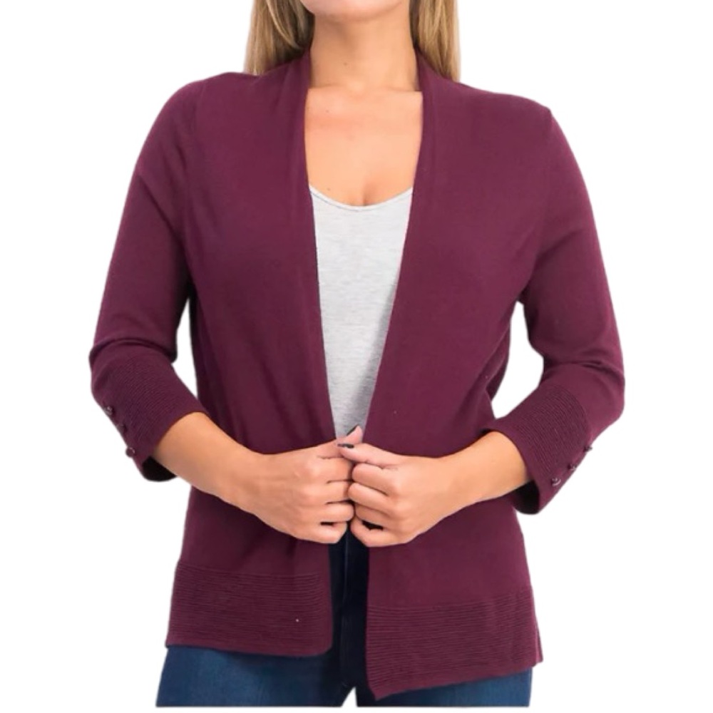 NWT Evolution by Cyrus Stitch Fix Burgundy Open Cardigan Sweater S